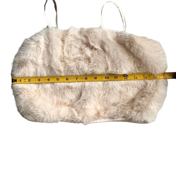 Ivory Faux Fur Cami Off White Tank Women's Medium Fuzzy Festival Winter Party - Picture 8 of 9